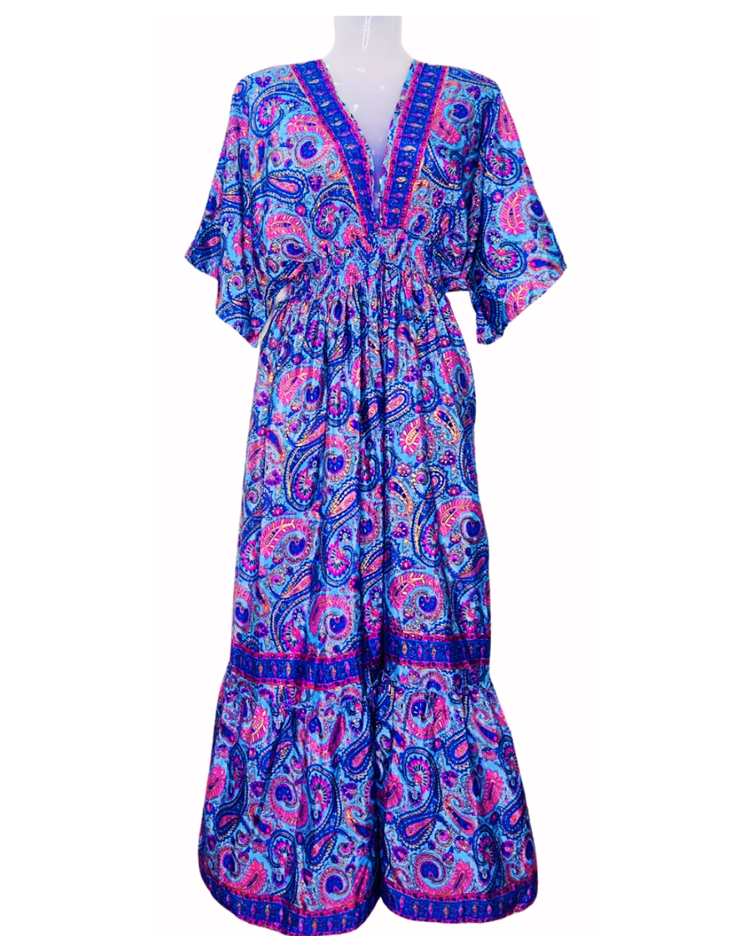 Indigo Bloom Kaftan Gown