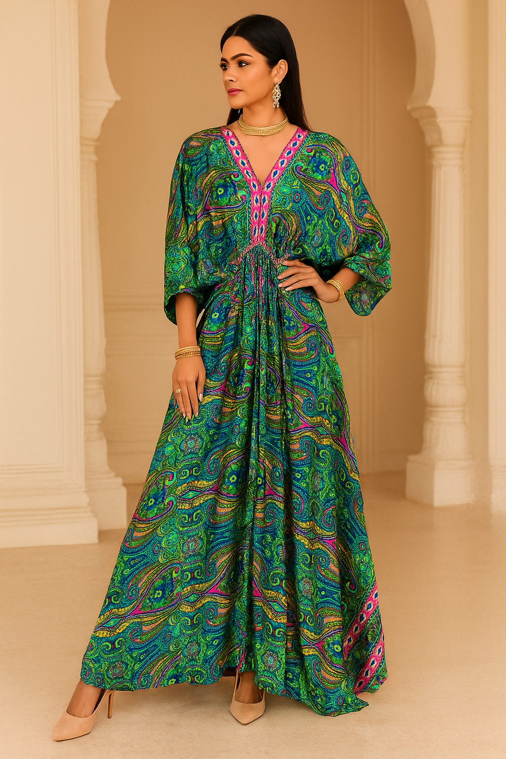 Tropical Bloom Kaftan Gown