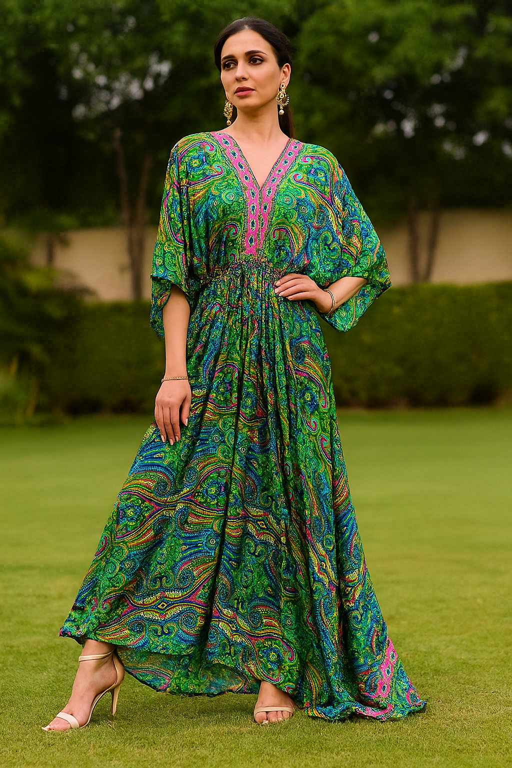 Tropical Bloom Kaftan Gown