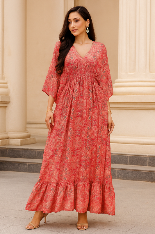 Blush Paisley Silk Gown