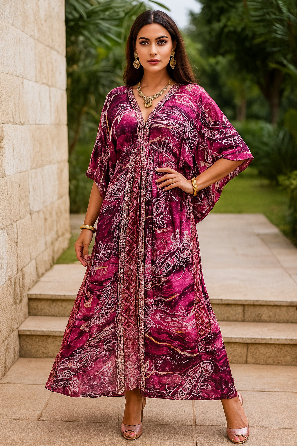 Berry Mirage Kaftan Gown