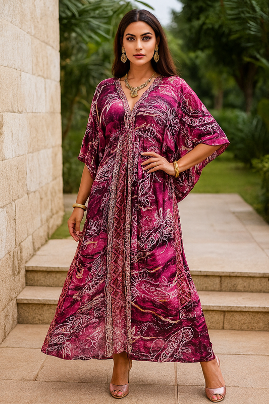 Berry Mirage Kaftan Gown