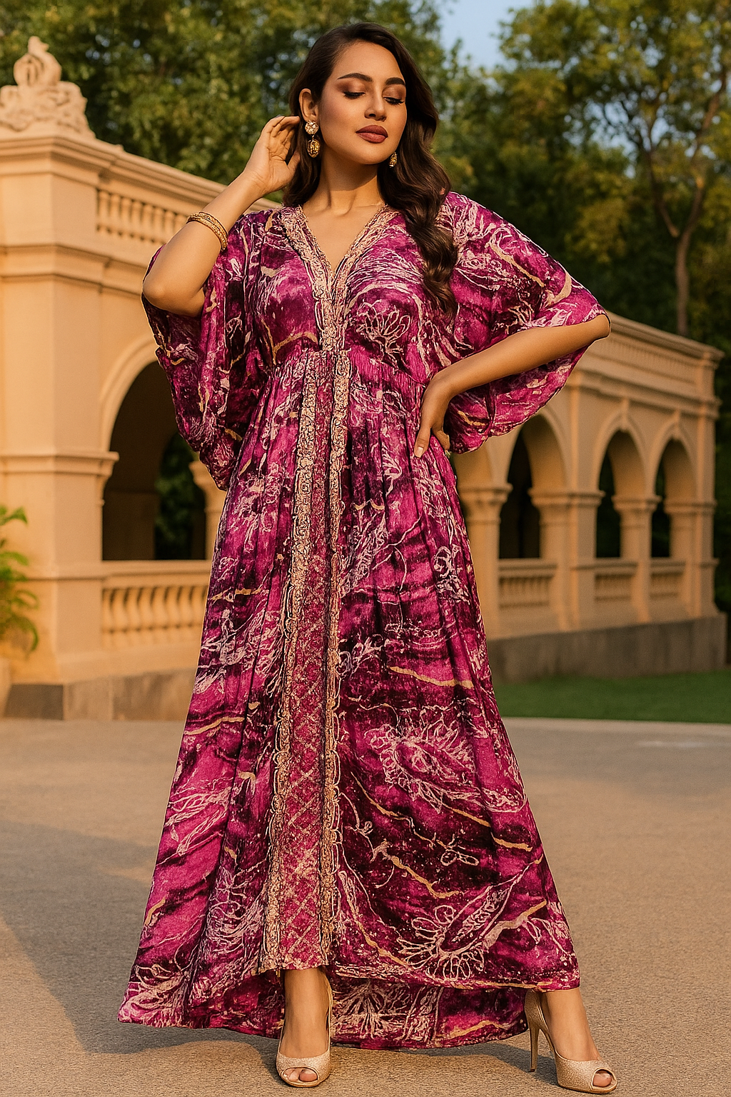 Berry Mirage Kaftan Gown