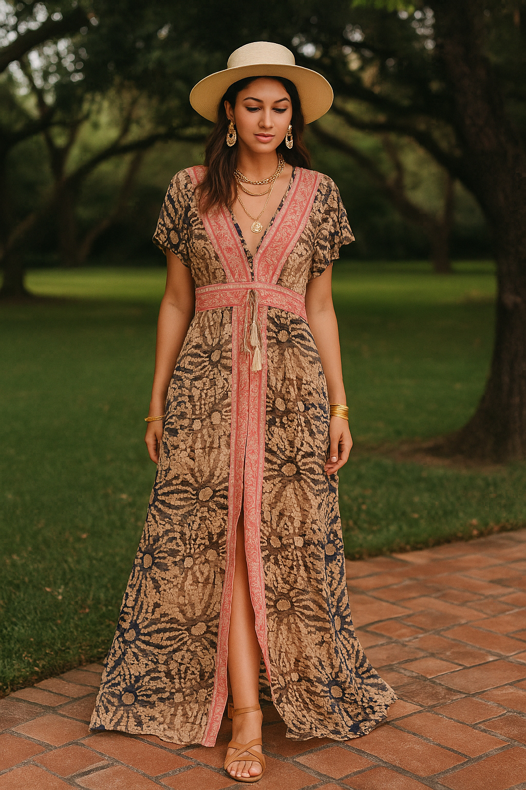 Botanica Brown Slit Gown