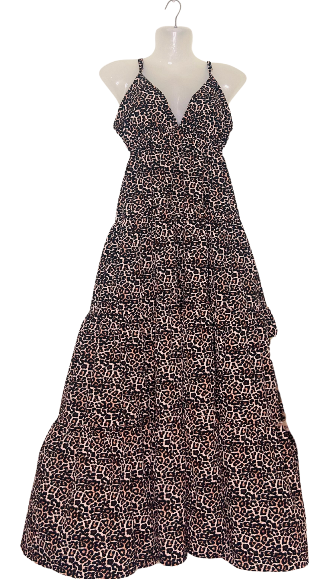 π Strappy Cotton Long Flare Dress β Cheetah Print βοΈ