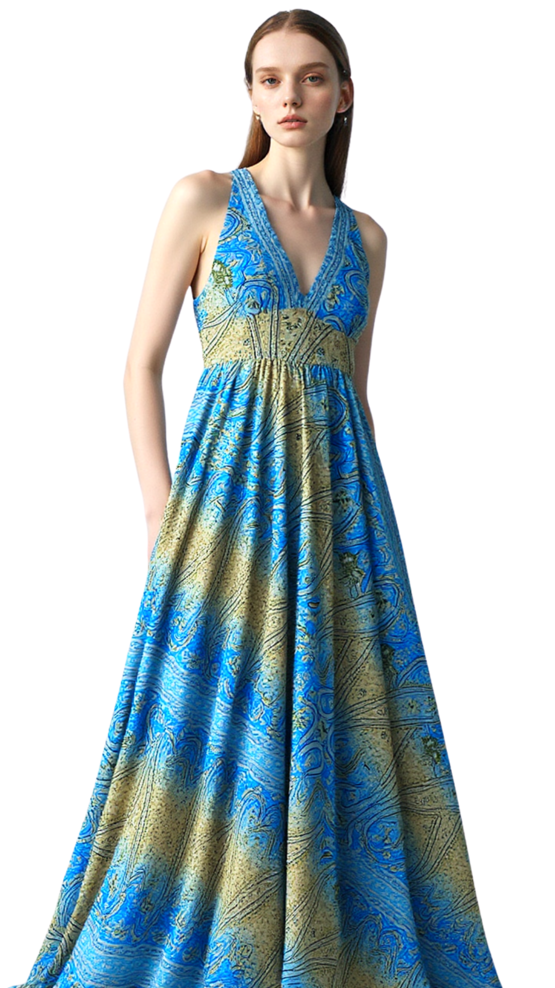 Blue Dusk Silk Flare Gown