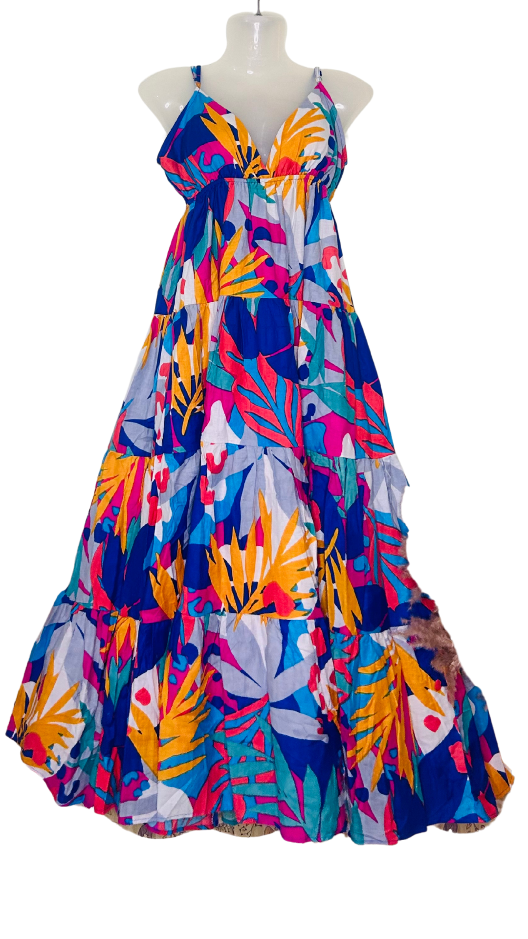 Rainbow Bliss Cotton Flare Dress – Multicolor with Back Strap