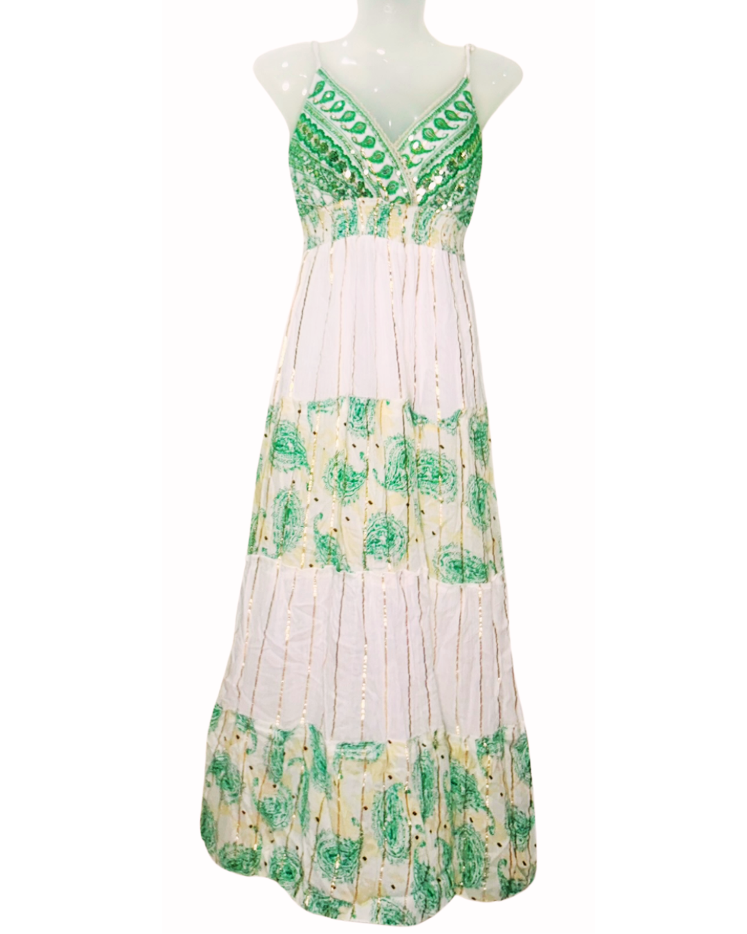 Meadow Mist – Embroidered Cotton Strap Gown