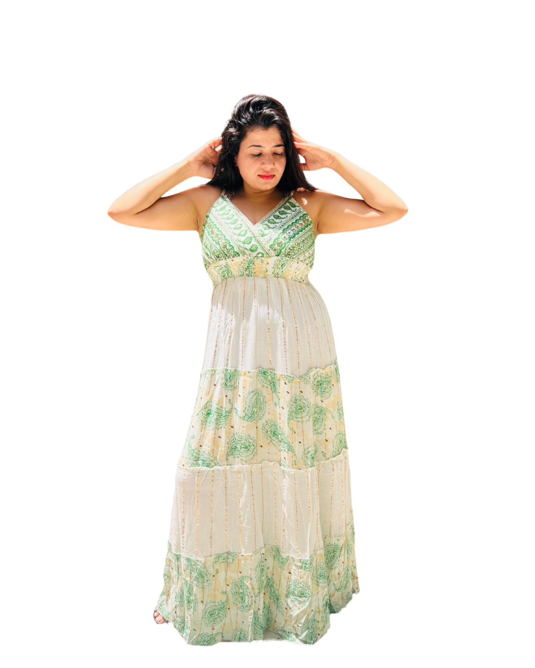 Meadow Mist – Embroidered Cotton Strap Gown