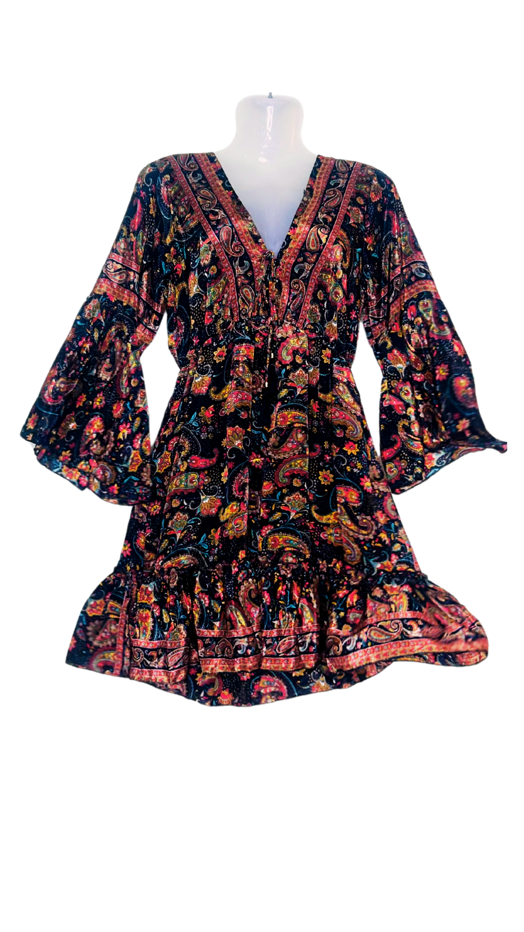 Elegant Confidence Silk Dress – Dark Brown with Long Sleeves & Dori