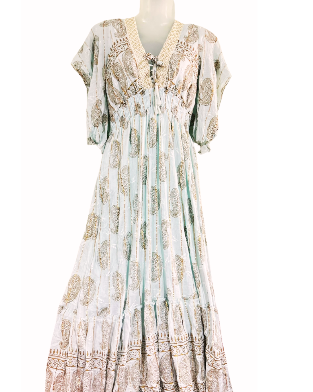 Pista Elegance – Ruffle Sleeve Cotton Dress