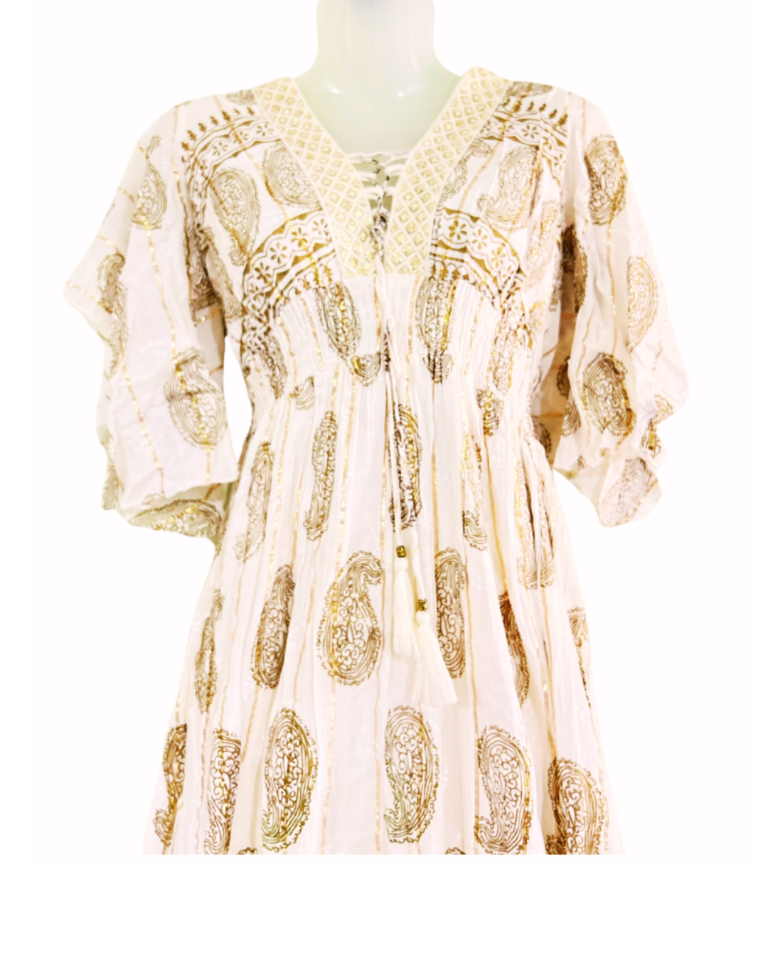 Ivory Gold Paisley Cotton Gown