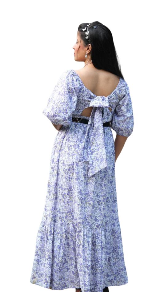 Lavender Floral Bow Dress