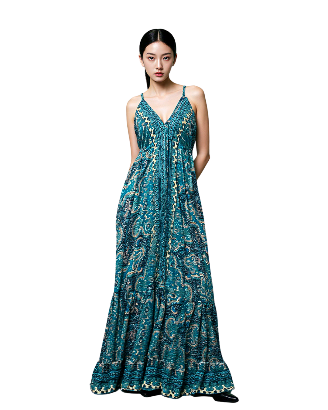 Teal Whisper Spaghetti Dress