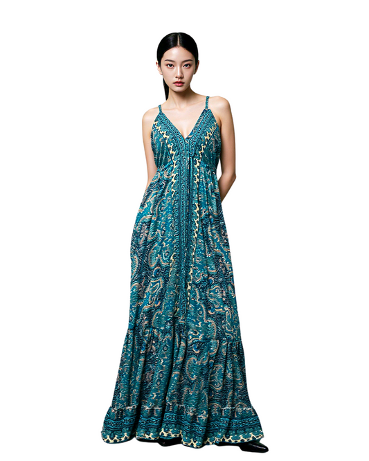 Teal Whisper Spaghetti Dress