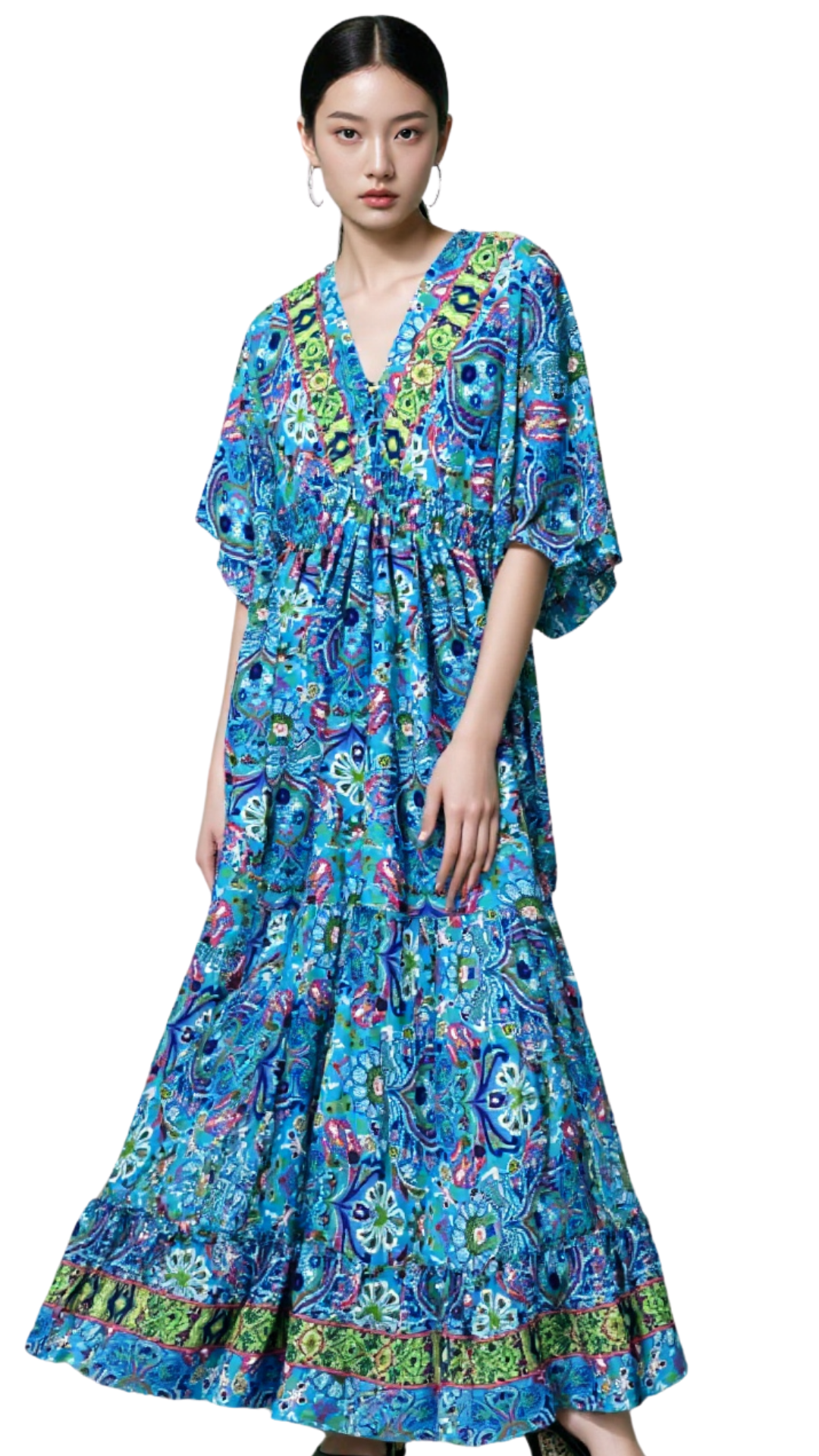 "Azure Bloom Gown"