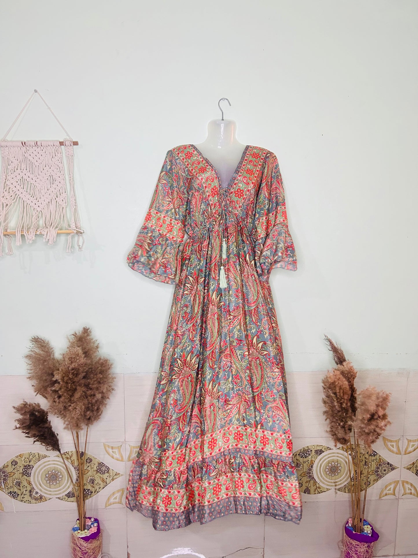 Orange Silk Dress with Dori