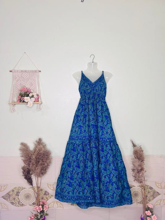 Love for Shades of Blue – Strappy Long Silk Dress