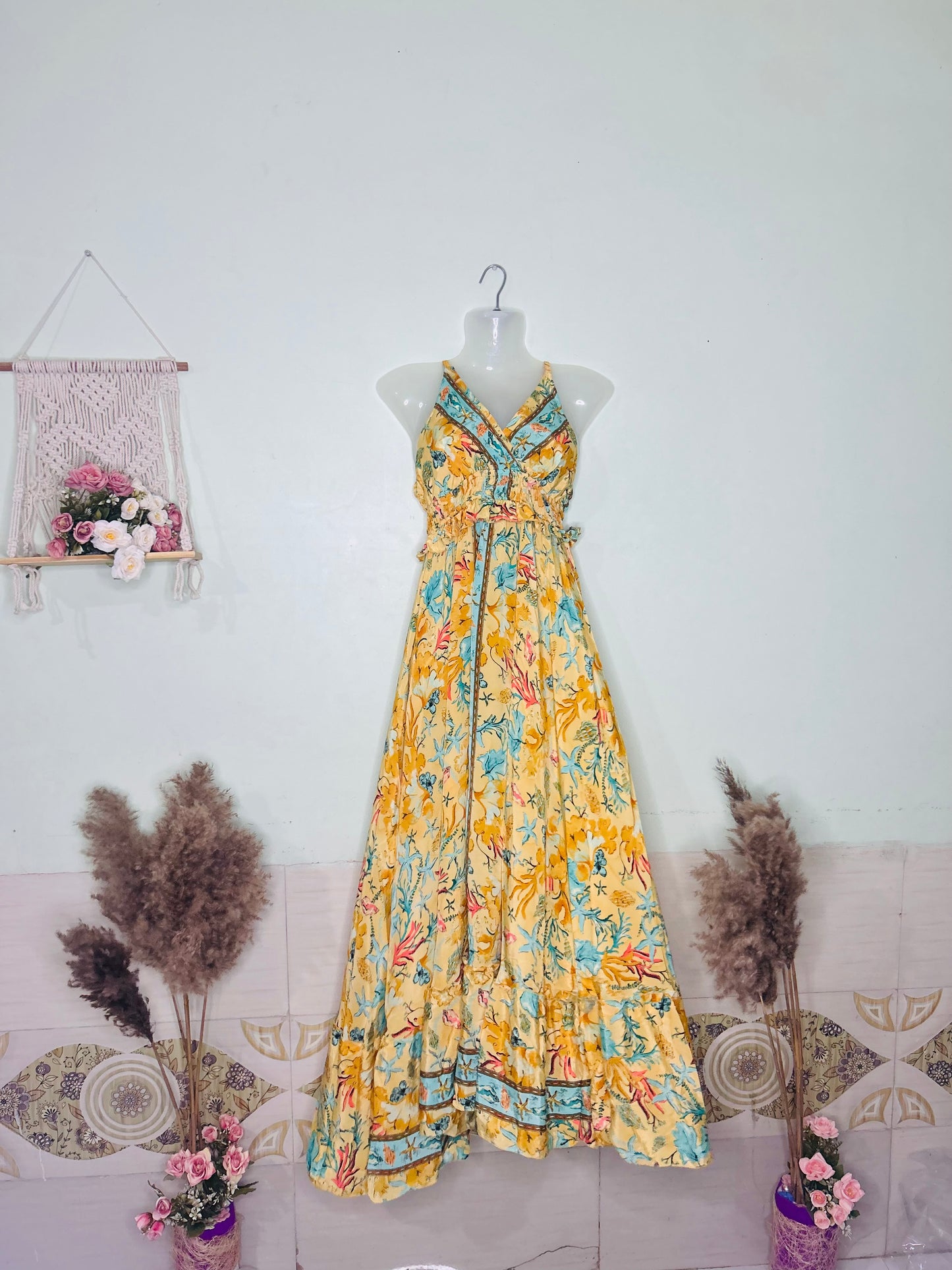 Bright Yellow Strap Gown