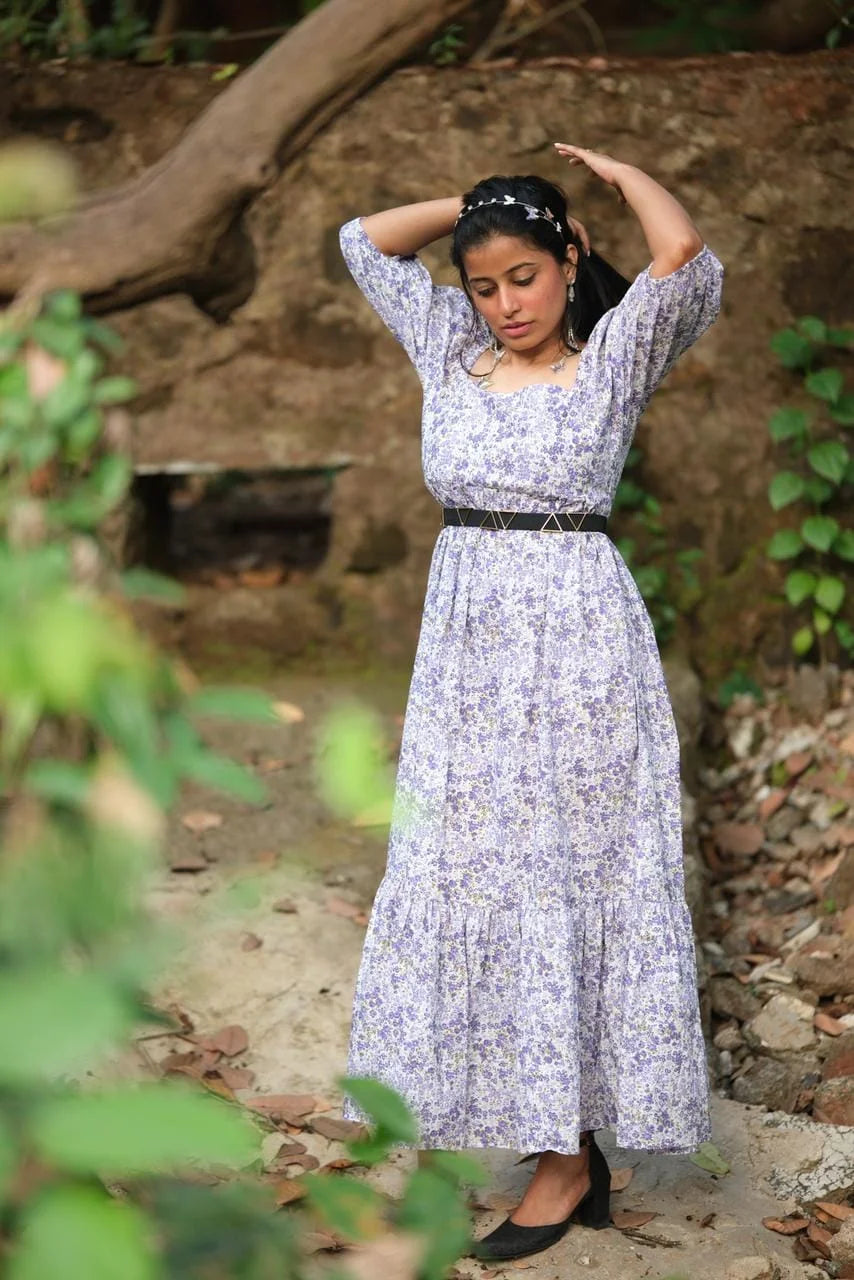 Lavender Floral Bow Dress