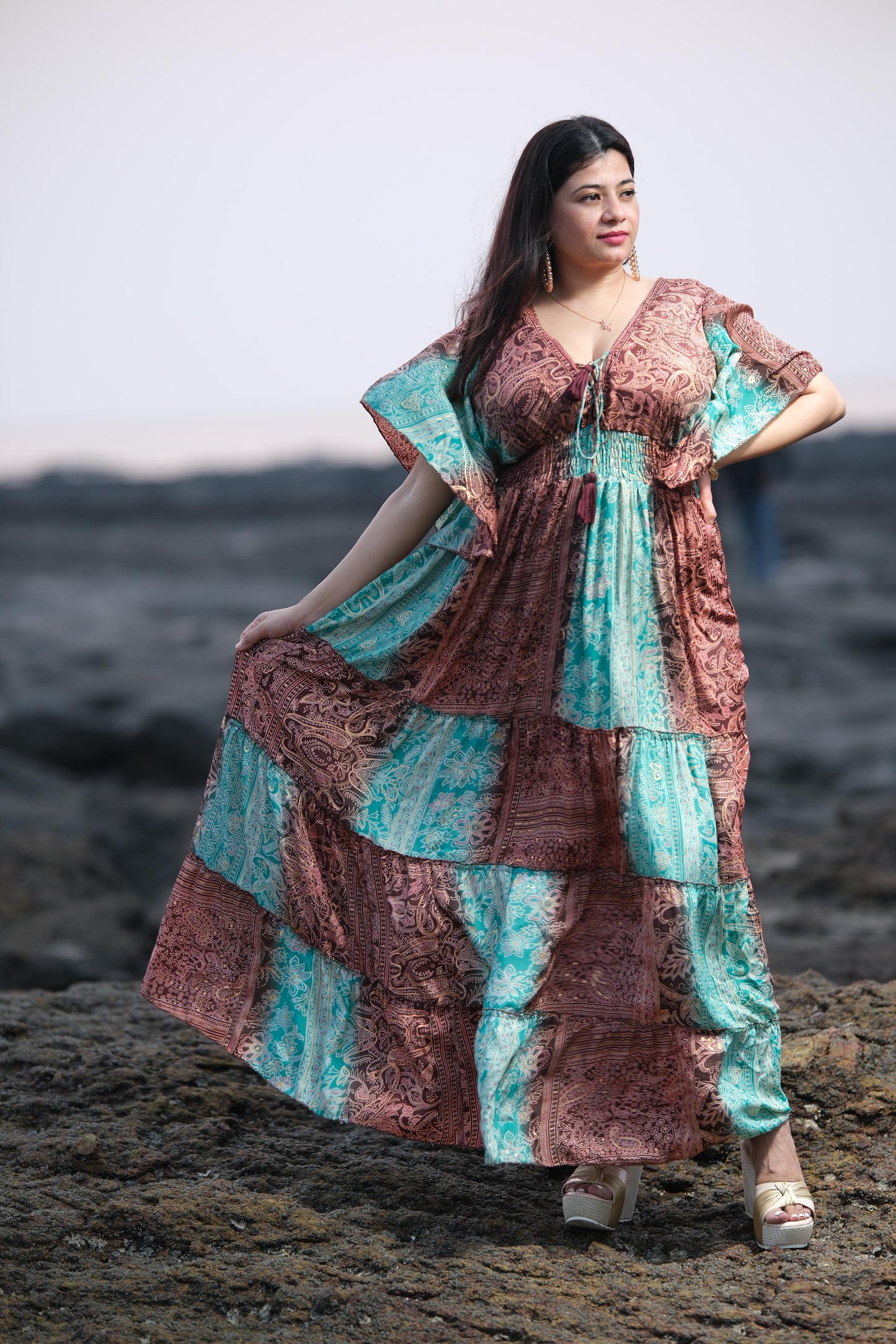 Block Print Flare Dress