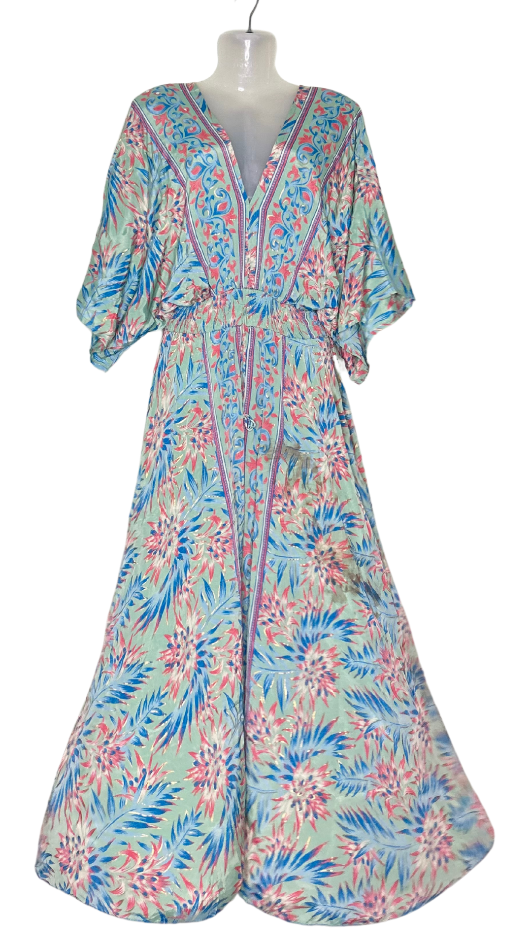 Pastel Blue-Green Silk Kaftan – Soft, Chic & Effortless