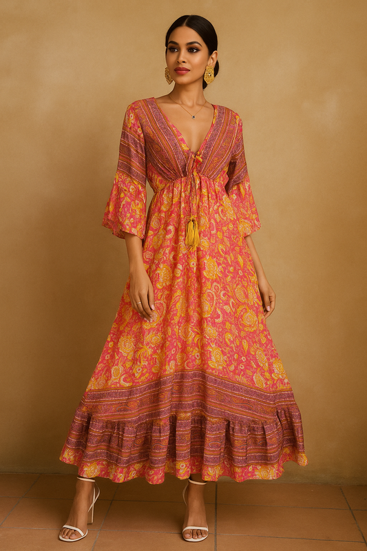 Sunset Bloom Kaftan Gown