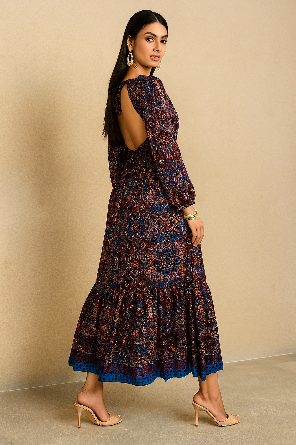 Midnight Mosaic Backless Gown