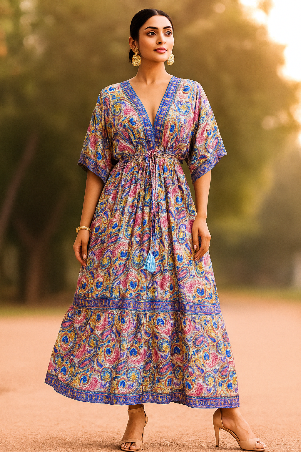 Pastel Paisley Art Silk Gown