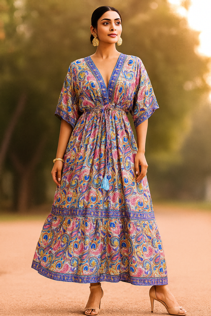 Pastel Paisley Art Silk Gown