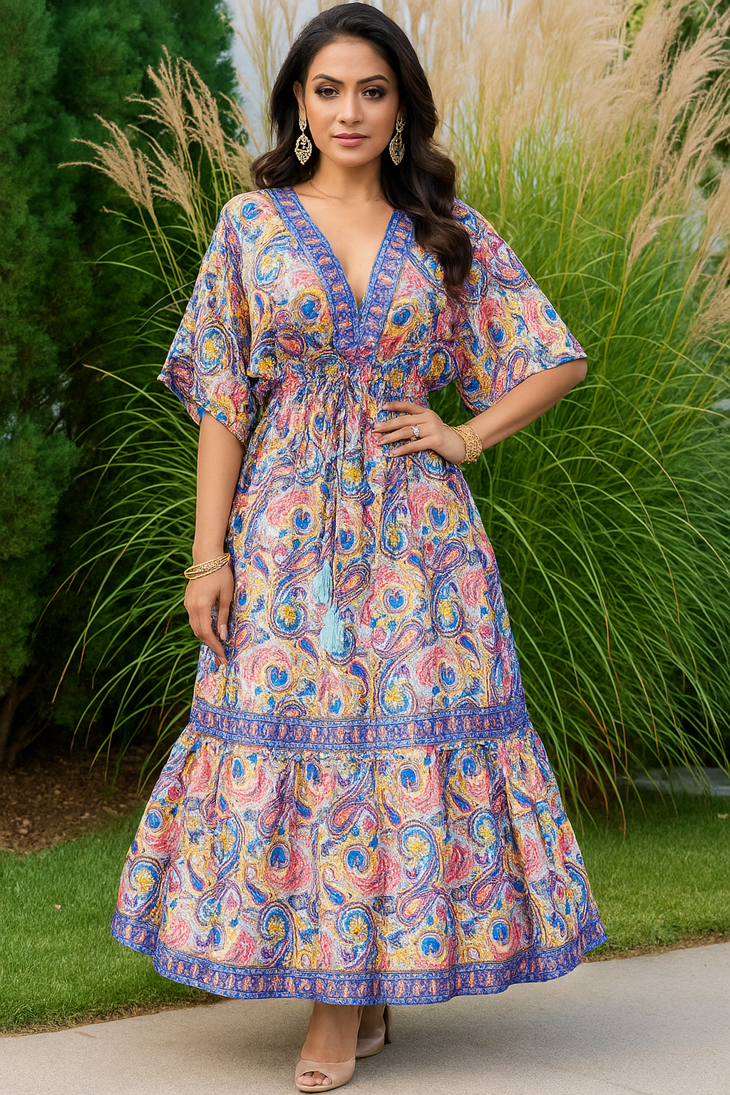 Pastel Paisley Art Silk Gown