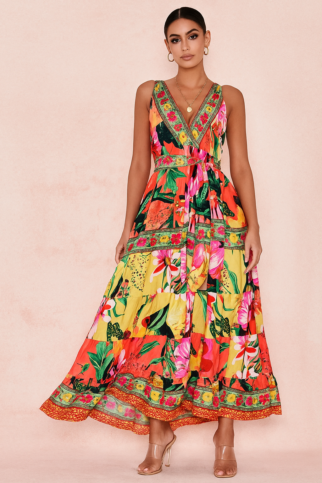 Sunset Garden Silk Dress