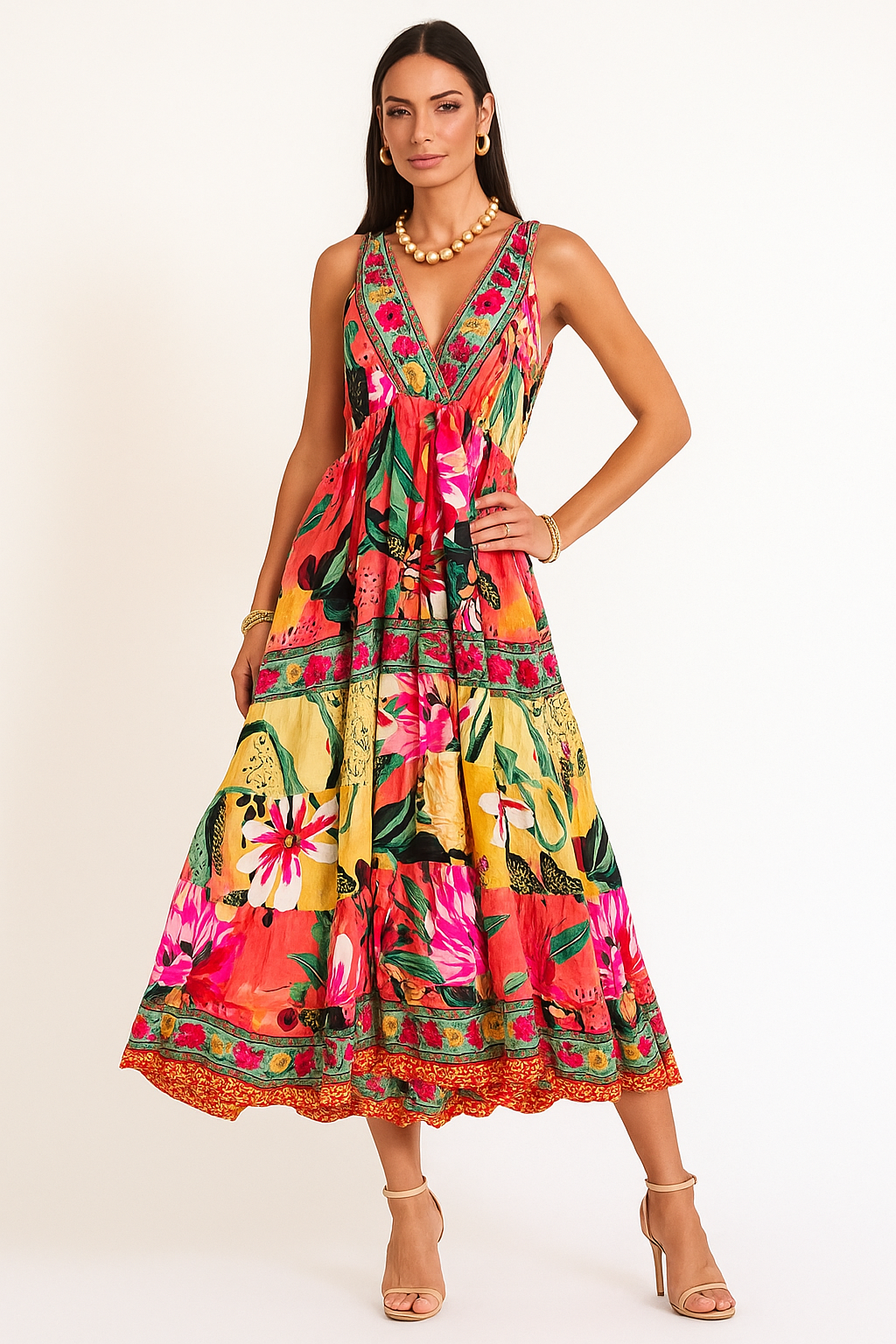Sunset Garden Silk Dress