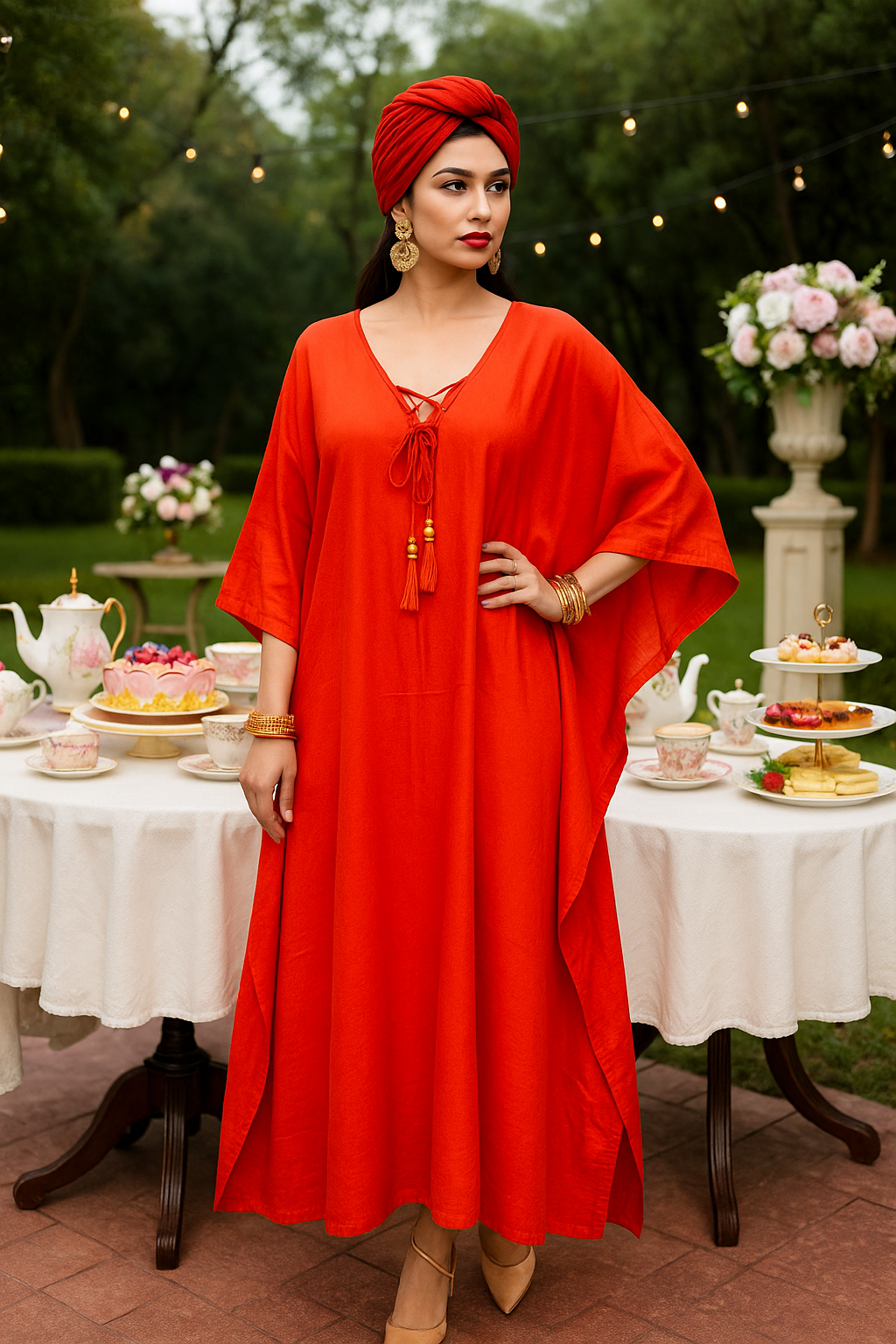 Scarlet Breeze Red Kaftan