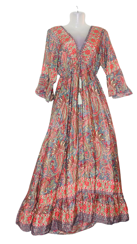 Orange Silk Dress with Dori