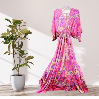 Rosé Radiance Kaftan Gown