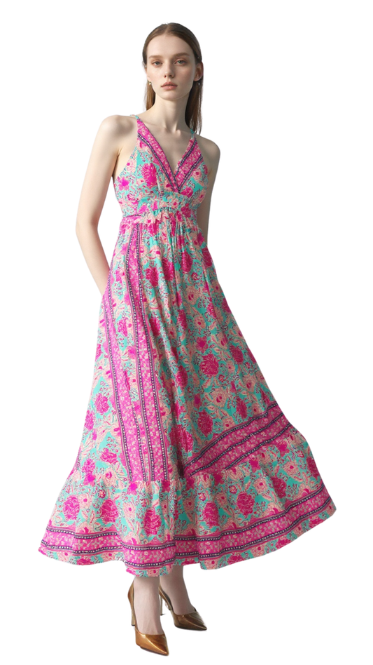 Confidence with Comfort – Pink Silk Strap Gown with Frill Waist