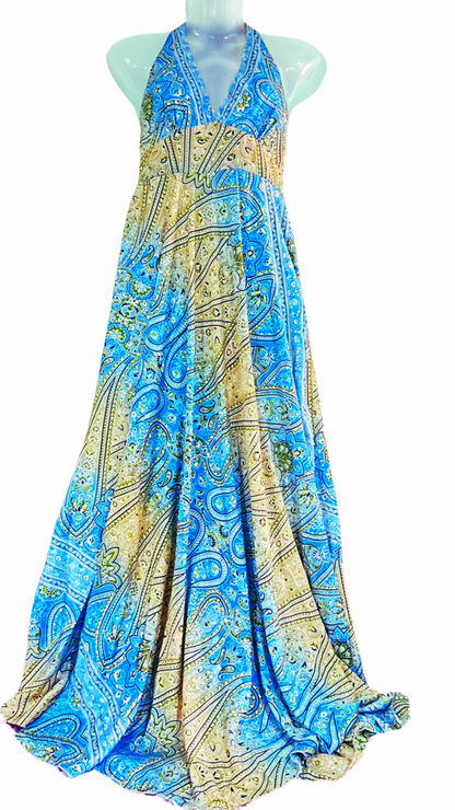 Blue Dusk Silk Flare Gown