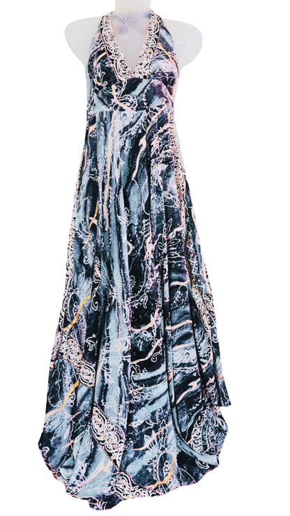 Noir Gleam Halter Gown