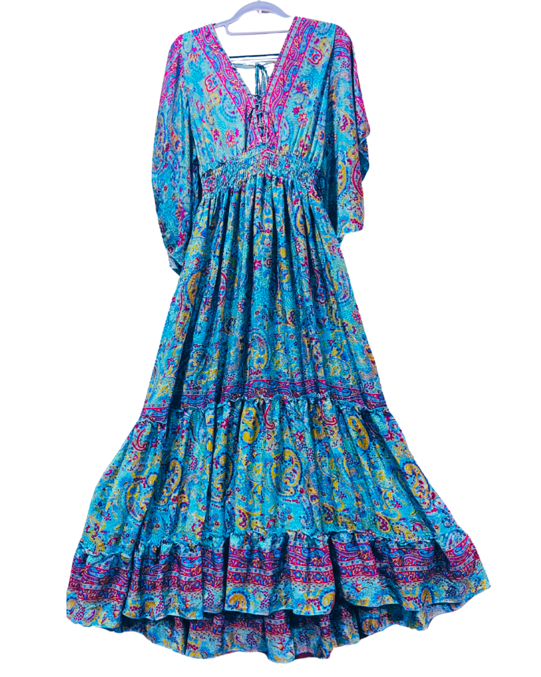 Turquoise Paisley Boho Maxi Gown
