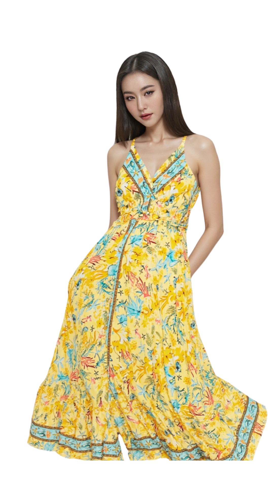 Bright Yellow Strap Gown