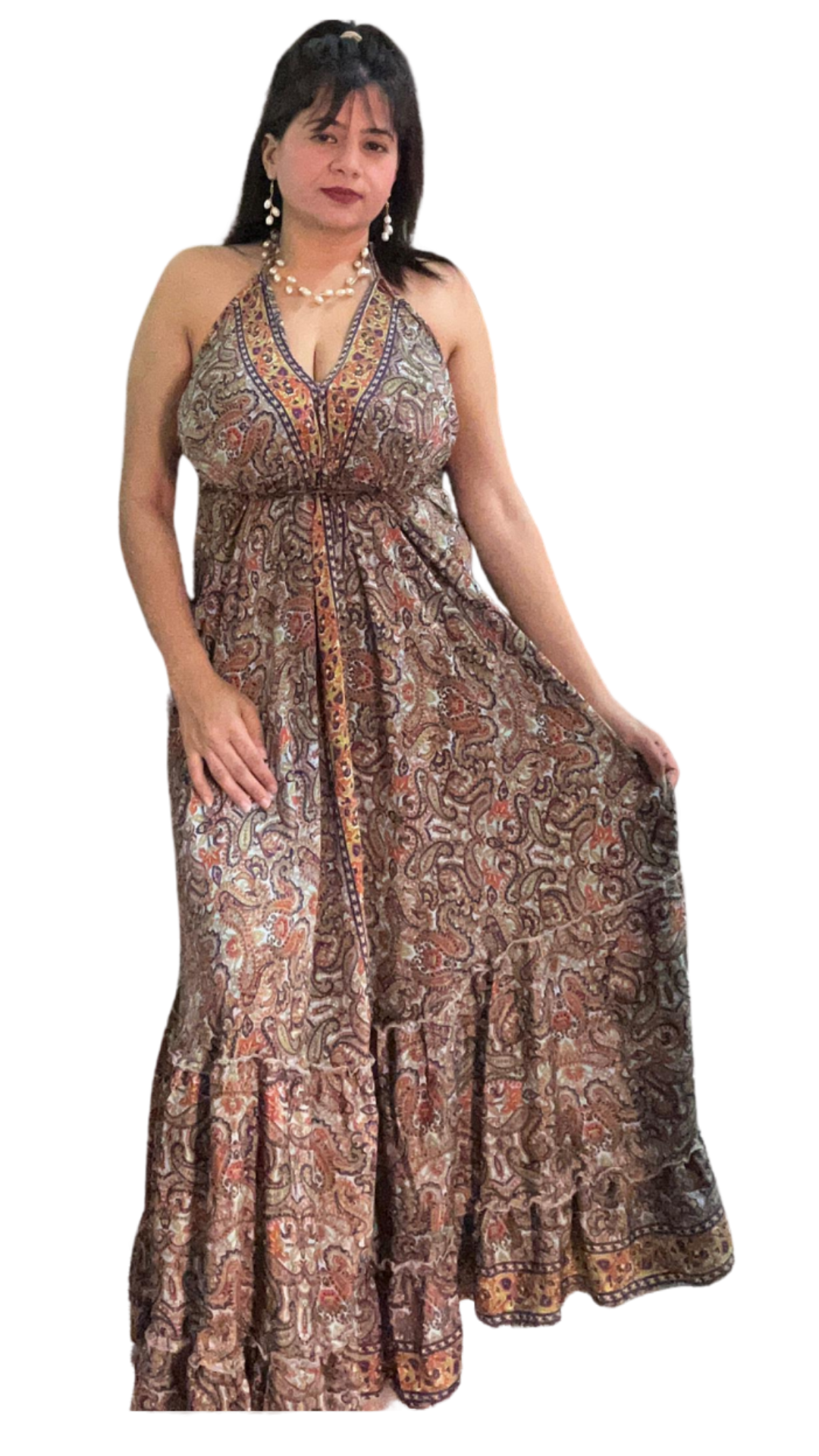 Boho Beach Halterneck Flare Gown