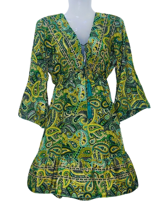 Leaf Luxe Silk Dress