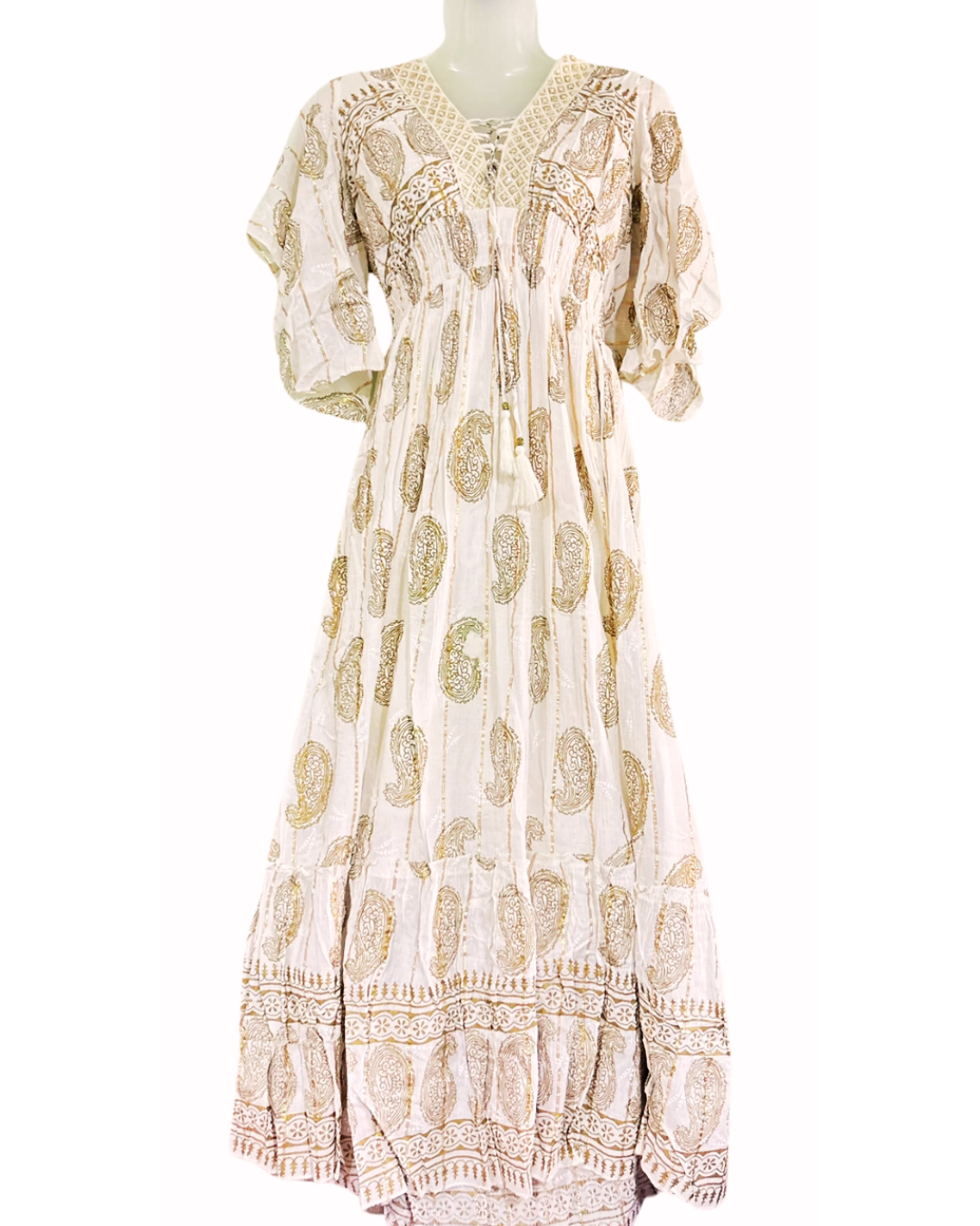 Ivory Gold Paisley Cotton Gown