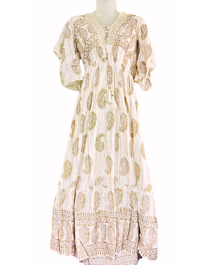 Ivory Gold Paisley Cotton Gown