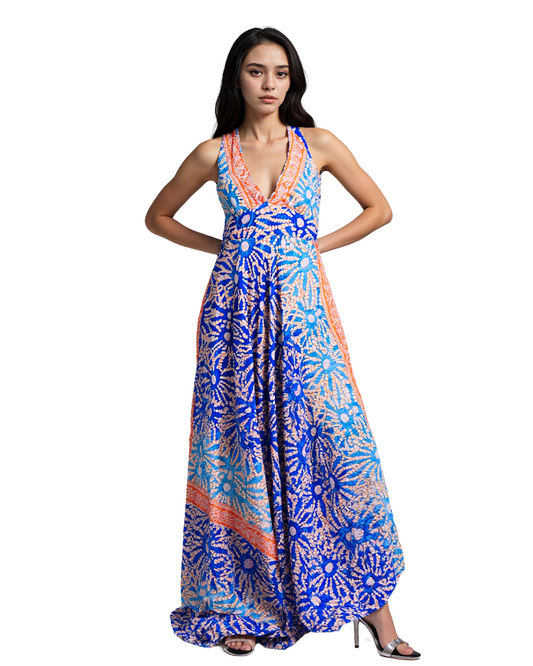 Royal Bandhej Halter Gown