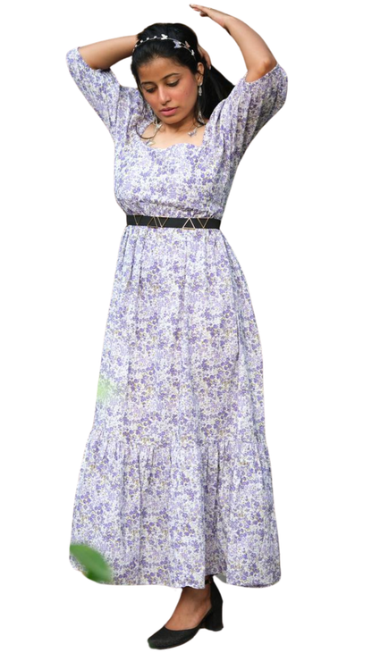 Lavender Floral Bow Dress