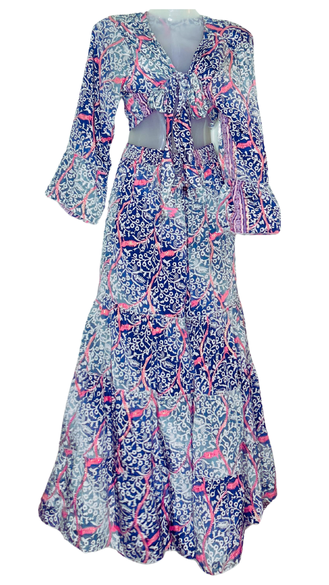 Monochrome Muse – Tie-Up Palazzo Set