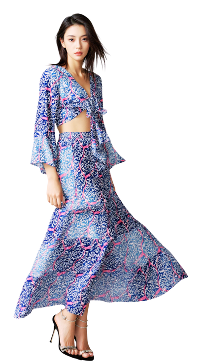 Monochrome Muse – Tie-Up Palazzo Set