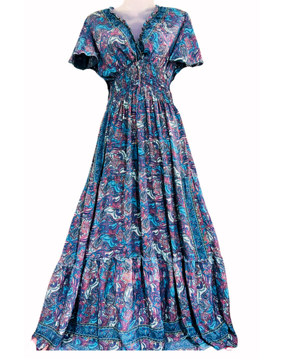 Twilight Bloom Art Silk Gown